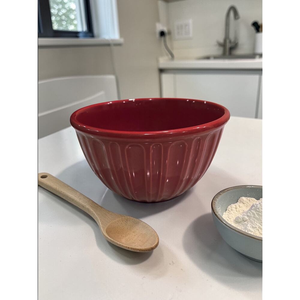 Vintage Chantal Ceramic Red Classic Vertical Fluted Serving /Mixing Bowl